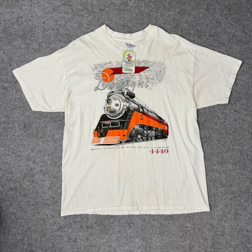 Vintage Hanes Beefy-T Southern Pacific Lines 4449 Daylight Train Shirt XL White